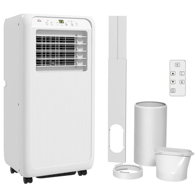 HOMCOM 7,000 BTU Mobile Air Conditioner for Room up to 15m\'c2\'b2, with Dehumidifier, 24H Timer, Wheels, Window Mount Kit 