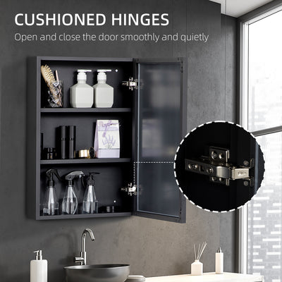 kleankin Bathroom Cabinet with Mirror, Wall Mounted Bathroom Mirror Cabinet with Storage Shelves, 40 x 12 x 60 cm, Black 