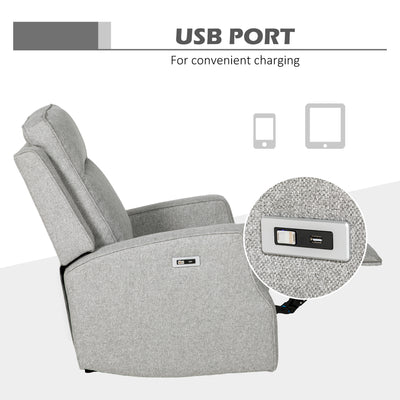 HOMCOM 150\'c2\'b0 Electric Reclining Chair, with USB port and Footrest - Grey 