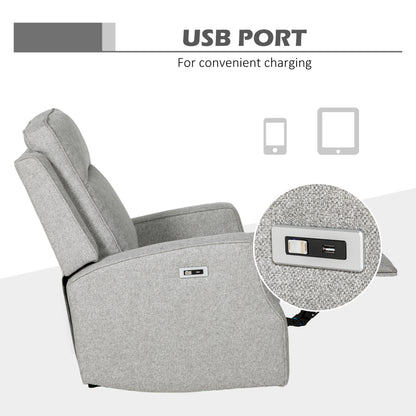 HOMCOM 150\'c2\'b0 Electric Reclining Chair, with USB port and Footrest - Grey