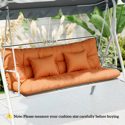 Outsunny Outdoor Seat Cushions Back Cushion with 2 Pillows, Water Repellent Seat Pads for 3-Seater Chair, Orange 