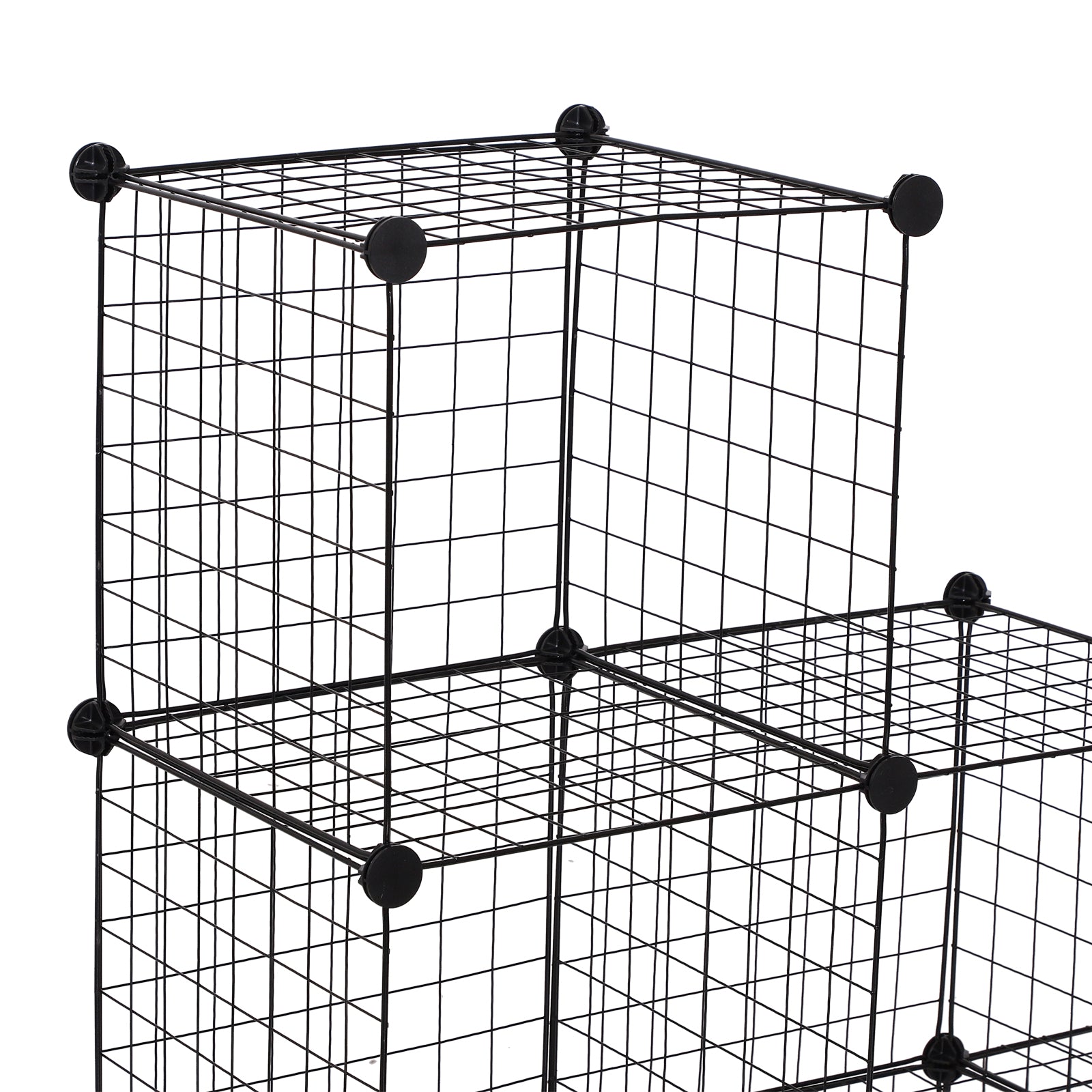 HOMCOM DIY 6 Cube Metal Wire Rack Interlocking Storage Cabinet Living Room Organiser Display Shelves Black 