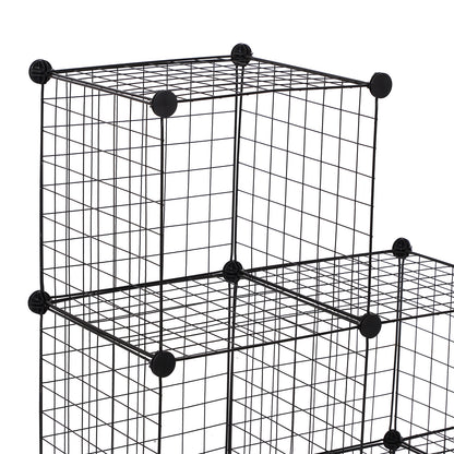 HOMCOM DIY 6 Cube Metal Wire Rack Interlocking Storage Cabinet Living Room Organiser Display Shelves Black 