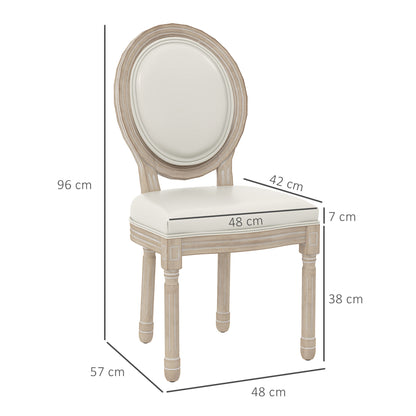 HOMCOM Set of Two French Style Wooden Dining Chairs - Cream White