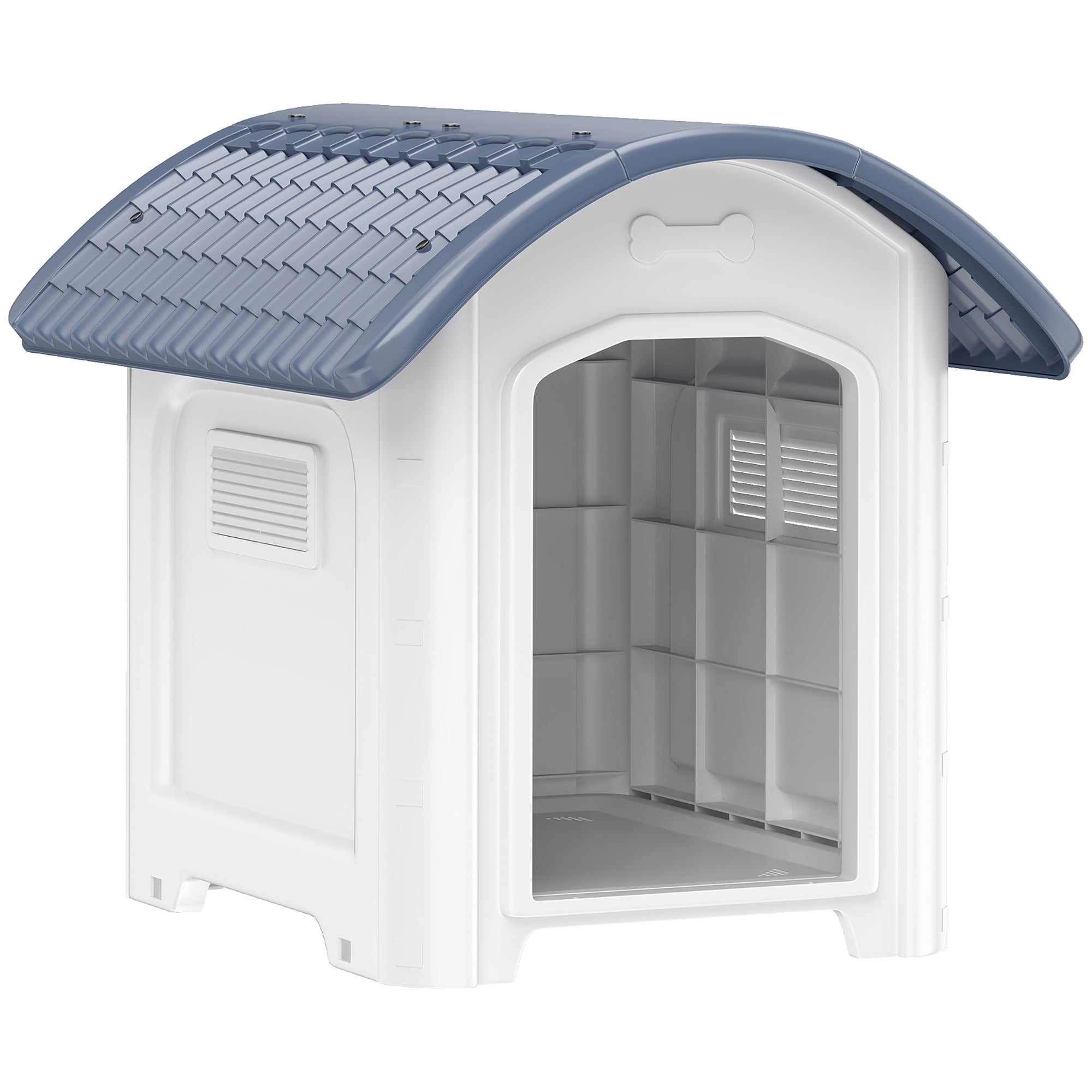 PawHut Outdoor Dog Kennel, Plastic Dog House with Removable Floor, Waterproof Roof, Raised Floor, 71 x 60 x 63 cm 