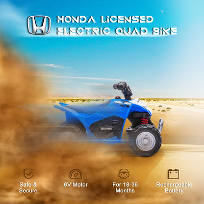AIYAPLAY Honda Licensed Kids Electric Quad Bike, 6V ATV Ride On for Ages 1.5-3 Years, Blue 