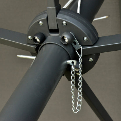 Outsunny 4.4m Double-Sided Sun Umbrella Patio Parasol LED Solar Lights Dark Grey 