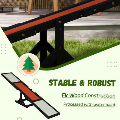 PawHut Wooden Pet Seesaw for Big Dogs, Dog Agility Equipment with Anti-Slip Surface - Black 