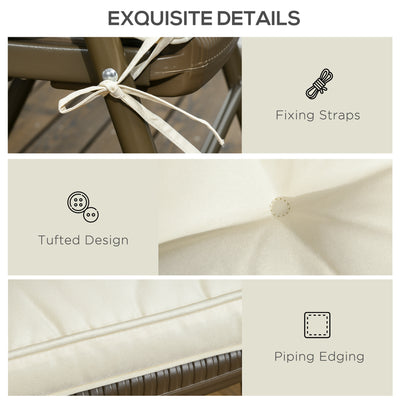 Outsunny Set of 4 Garden Seat Cushion with Ties, 42 x 42cm Replacement Dining Chair Seat Pad, Cream White 