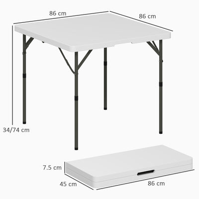 Outsunny 3ft Folding Camping Table, Heavy Duty Picnic Table with 2 Adjustable Height for Indoor Outdoor Garden, Party, BBQ, White 