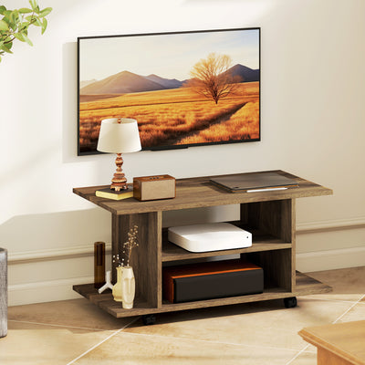 HOMCOM Modern TV Cabinet Stand Storage Shelves Table Mobile Bedroom Furniture Bookshelf Bookcase Walnut 