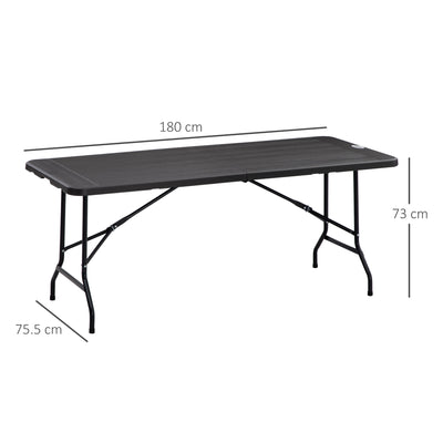 Outsunny Folding Garden Dining Table for 6, Rectangular Outdoor Dining Table with HDPE Tabletop, Foldable Garden Table with Steel Frame for Balcony, Porch, Charcoal Grey 