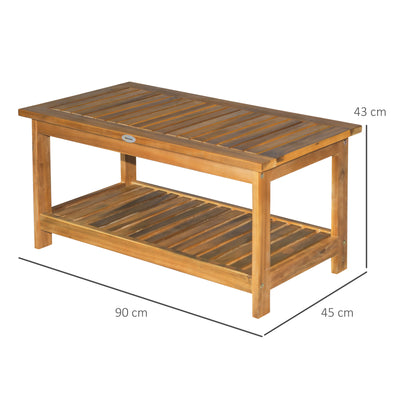 Outsunny 45 x 90cm Acacia Wood Two-Tier Garden Table 