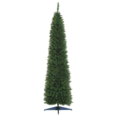 HOMCOM 7ft Unlit Artificial Christmas Tree, Pencil Slim Xmas Tree with Solid Stand and Realistic Branches, Green 