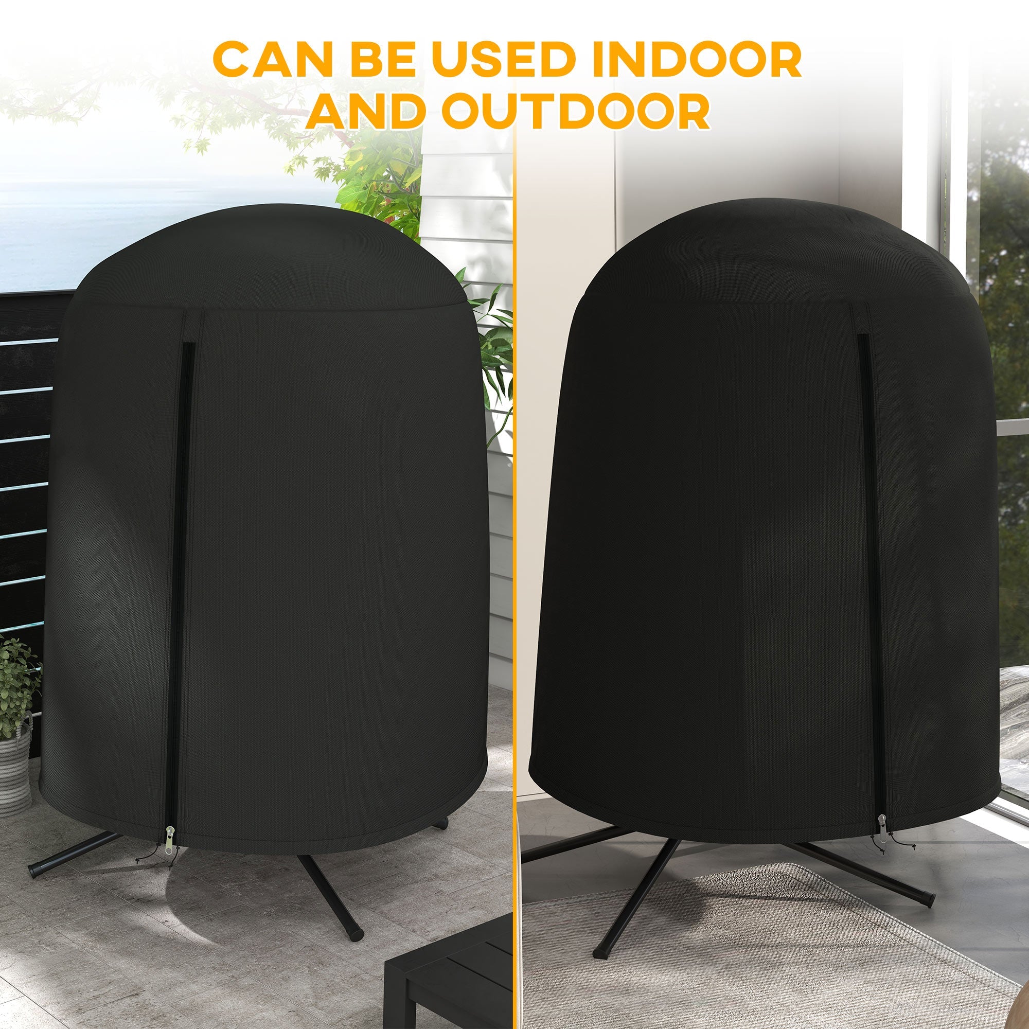 Outsunny 190 x Φ128cm Hanging Egg Chair Furniture Cover - Black 