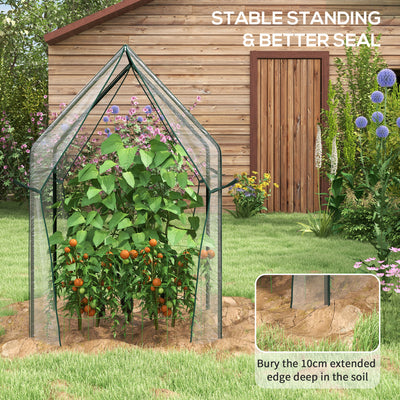 Outsunny Mini Greenhouse, Garden Tomato Growhouse with 2 Zipped Doors, Portable Indoor Outdoor Green House, 90 x 90 x 145cm, Clear 