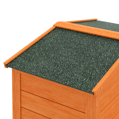 PawHut Two-Tier Rabbit Hutch with Run, Ramp, Slide-Out Tray, for Garden - Orange 