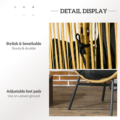 Outsunny String Rattan Egg Chair, with Padded Seat Cushion - Sand/Black 
