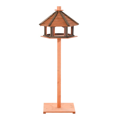 PawHut Wooden Bird Table Bird Feeding Station Playstand with Roof 130Hcm for Outdoor Brown 