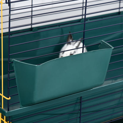 PawHut Indoor Rabbit Guinea Pig Cage Small Animal Cage Two Storey 80 x 44 x 82 cm 
