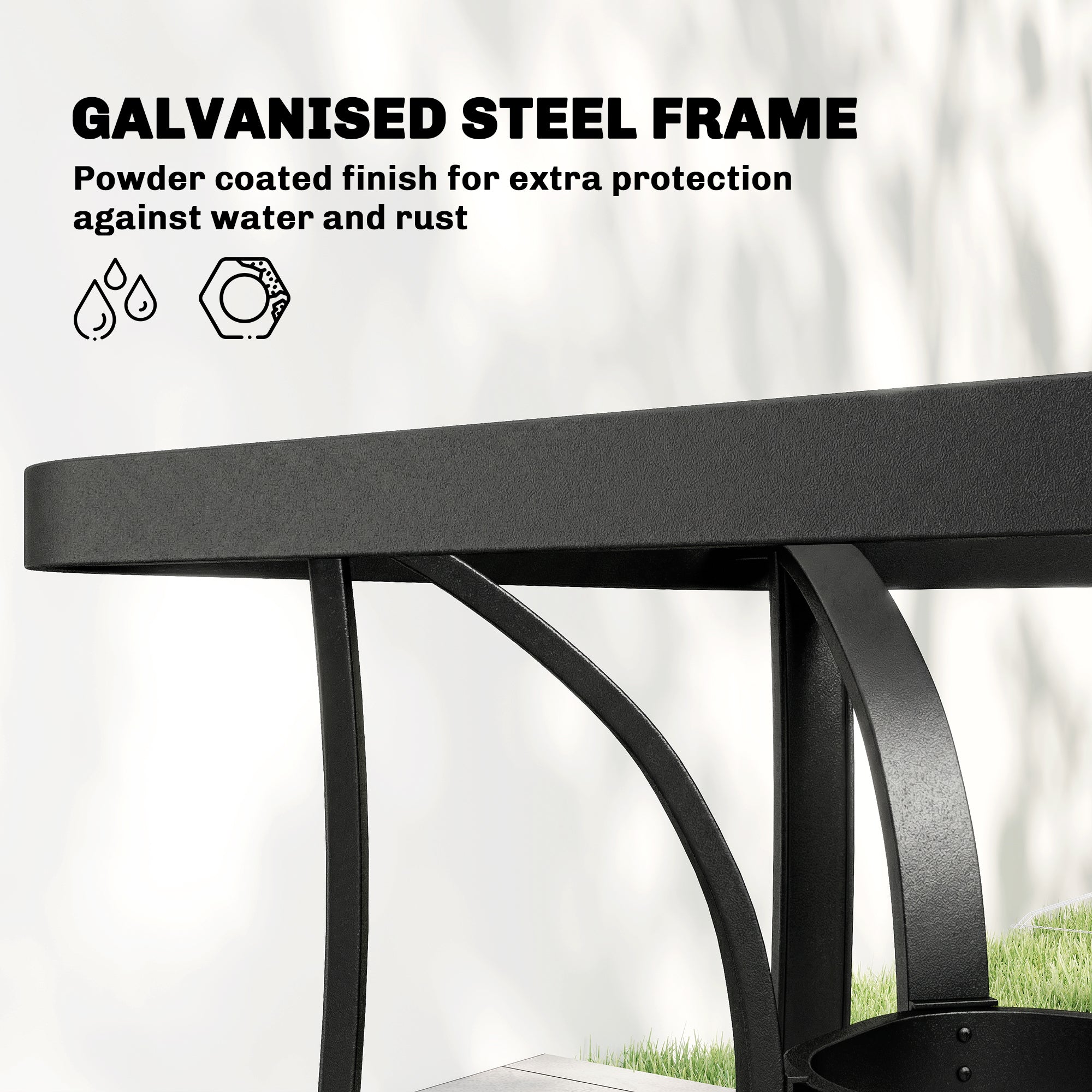 Outsunny Garden Dining Set for 4 with Umbrella Hole, Stackable Chairs and Rectangular Glass-Top Outdoor Table, Light Grey 