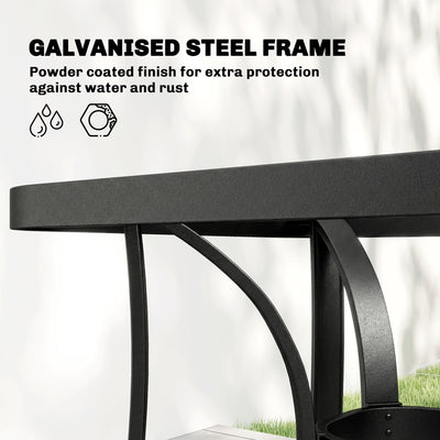 Outsunny Garden Dining Set for 4 with Umbrella Hole, Stackable Chairs and Rectangular Glass-Top Outdoor Table, Light Grey 