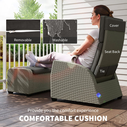 Outsunny 5-Piece Rattan Garden Furniture Set with Cushions - Charcoal Grey 