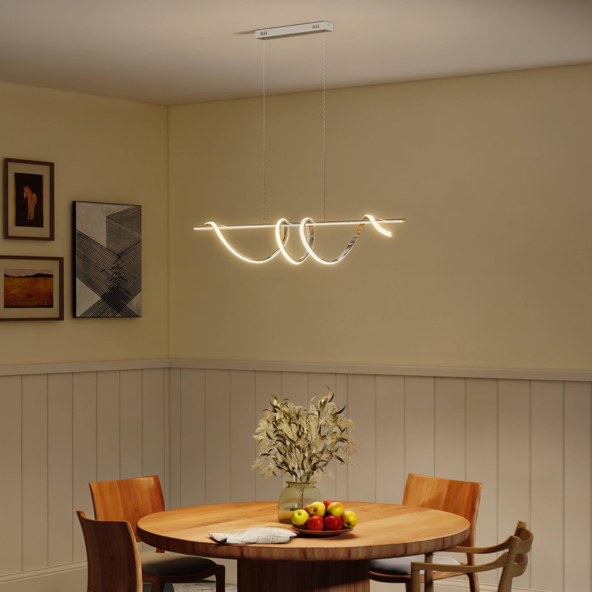 HOMCOM Pendant Light with 3 Colour Temperatures - Silver Tone 