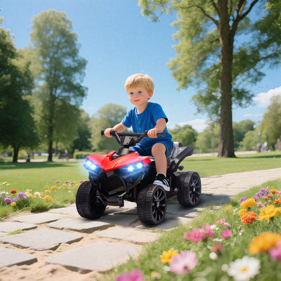 AIYAPLAY 6V Kids ATV, 4 Wheeler Electric Ride on Car with Music and LED Headlights, for Ages 3-8 Years Boys and Girls, Red 