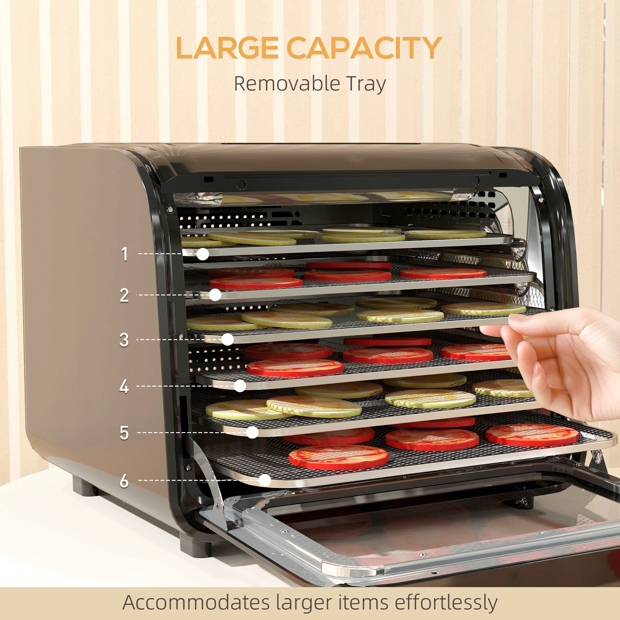 HOMCOM 35-70\'c2\'b0C Six-Tray Food Dehydrator - Black