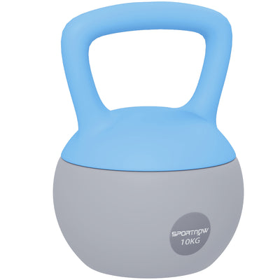 SPORTNOW 10KG Soft Kettlebell, Kettlebell with Non-Slip Handle for Home Gym, Weight Lifting, Strength Training, Light Blue/Grey 