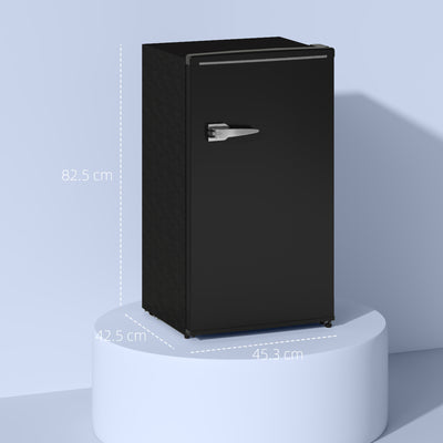HOMCOM Under Counter Fridge, 85L Small Retro Refrigerator with Chiller Box, Adjustable Thermostat, Glass Shelves, Black 