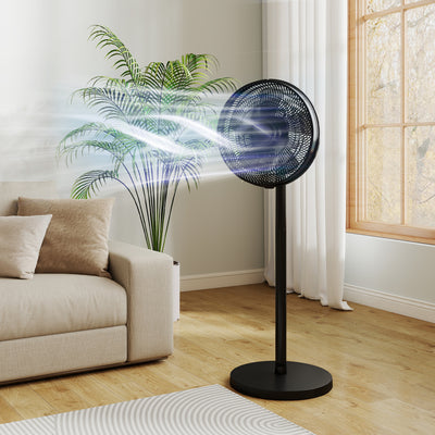 HOMCOM 40 cm Standing Fan, Cooling Floor Fan with 80° Oscillating, Adjustable Tilt and Height, 4 Speed, Remote Control, Black 
