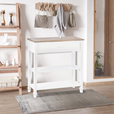 HOMCOM Console Table Hallway Side Desk 1 Drawer 2 Shelves Worktop Handle Retro Elegant Style Home Display Storage for Bedroom Livingroom 