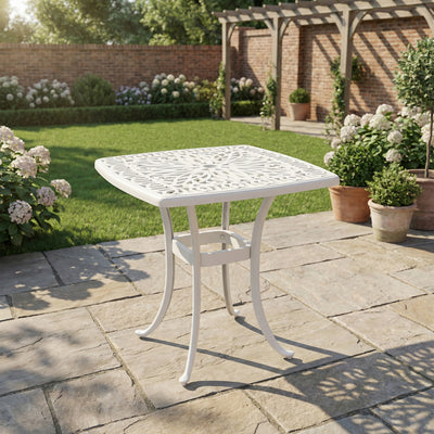 Outsunny Outdoor Garden Table with 38mm Dia. Umbrella Hole, Cast Aluminium Patio End Table with Anti-slip Foot Pads for Garden 