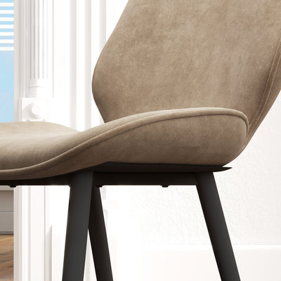 HOMCOM Velvet Dining Chairs, Set of 2 Dining Room Chairs with Metal Legs for Living Room, Dining Room, Light Brown 