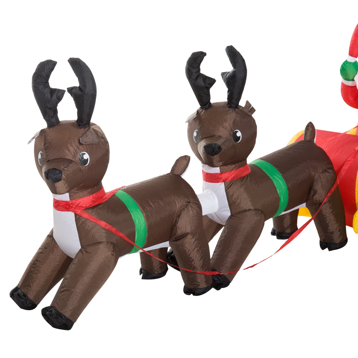 HOMCOM Large Self-inflating Inflatable Xmas Santa Claus Sledge Sleigh w/Reindeer LED Outdoor Blow Up Christmas Decoration 