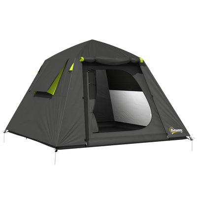 Outsunny Camping Tent 3000mm Waterproof Tent with 2 Doors for 2 Person, Grey & Green