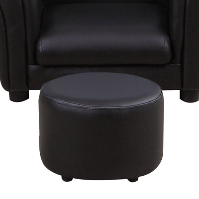 HOMCOM Toddler Chair Single Seater Kids Sofa Set, 54 x 42 x 41cm, Kids Sofa with Stool, Black 