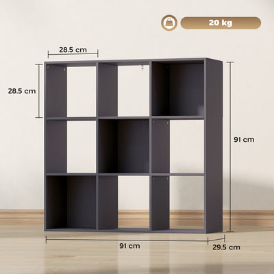 HOMCOM Nine-Cube Storage Shelf - Grey 