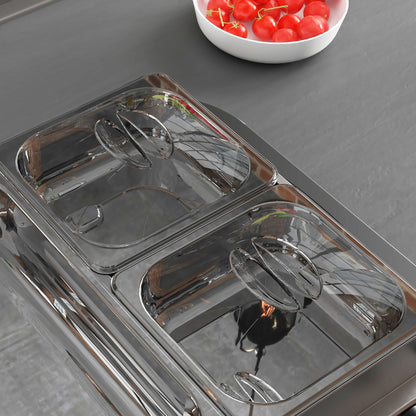 HOMCOM 4 Tray Electric Food Warmer Buffet Server with Warming Plate, Cool Touch Handles, Adjustable Temperature, 300W, 2 x 2.4L and 2 x 1L Pans 