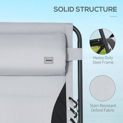 Outsunny Zero Gravity Lounger Chair Set of 2, Folding Reclining Patio Chair with Padded Seat, Cup Holder, Soft Cushion and Headrest for Poolside, Camping, Grey 