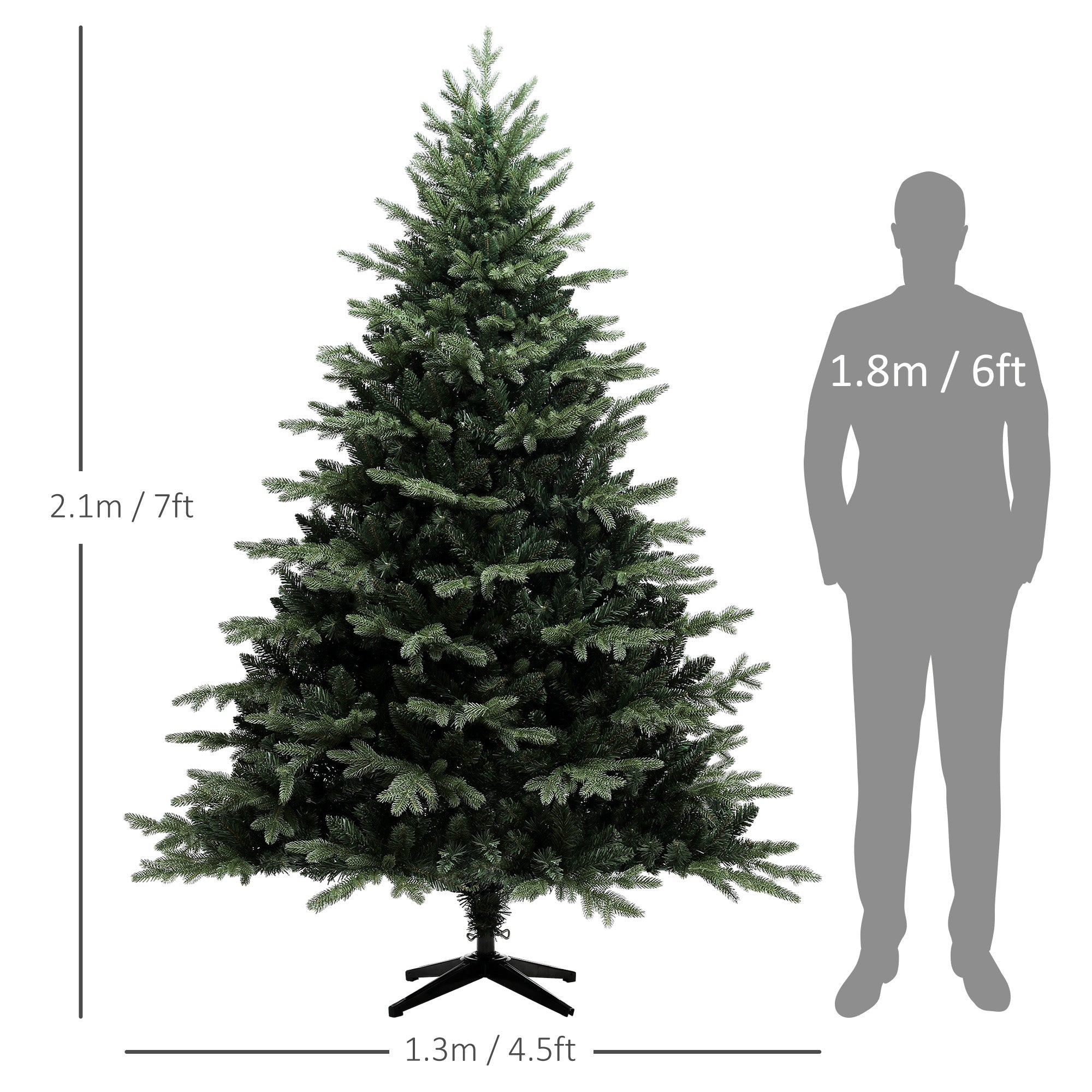 HOMCOM 7ft Artificial Spruce Christmas Tree - Green 