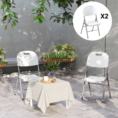 Outsunny Set of Two Foldable Outdoor Chairs - White 