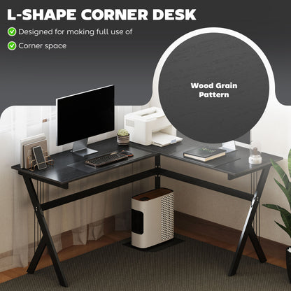 HOMCOM L Shaped Gaming Desk, 155 x 130cm Corner Computer Desk with CPU Stand for Home Office, Study Workstation, Black 