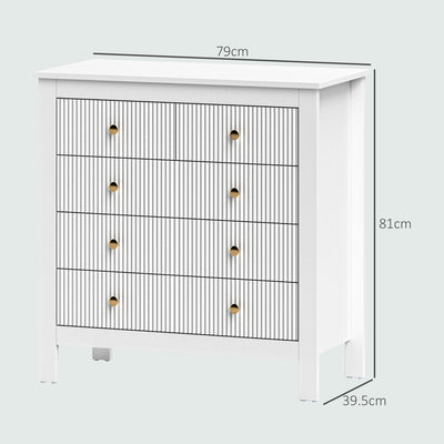 HOMCOM Elegant Chest of Five Drawers - White 
