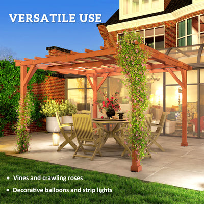 Outsunny 3.3 x 3.3(m) Wooden Pergola Kit, Graden Pergola Gazebo Grape Trellis with Stable Structure for Climbing Vines, Flowers 