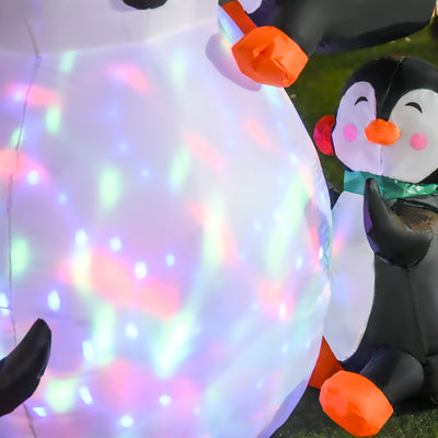 HOMCOM 6ft Inflatable Christmas Snowman with Three Penguins LED Xmas Décor Holiday Outdoor Yard Decoration 
