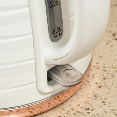 HOMCOM Kettle and Toaster Sets, 3000W 1.7L Rapid Boil Kettle & 4 Slice Toaster with 7 Browning Controls, Defrost, Reheat and Crumb Tray, Otter thermostat, Cream White 