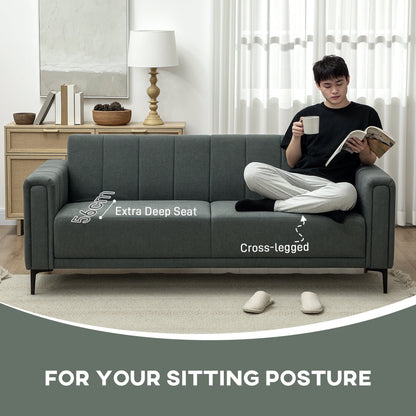 HOMCOM Three-Seater Relaxed Modern Sofa - Grey 